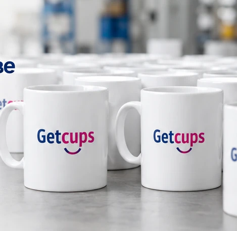 Визуализация тиража кружек с логотипом GetCups